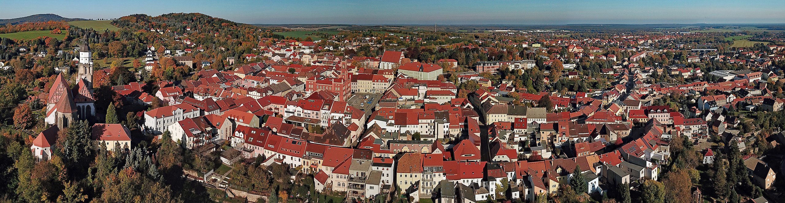 Kamenz aus der Luft (Panorama, Blick nach Norden)